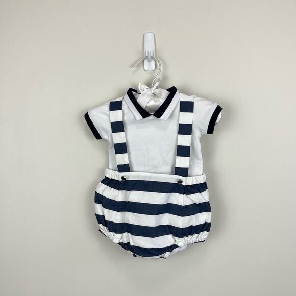 Jacadi Paris Striped Bubble Shortall Romper Set 3 Months - Picture 1 of 13